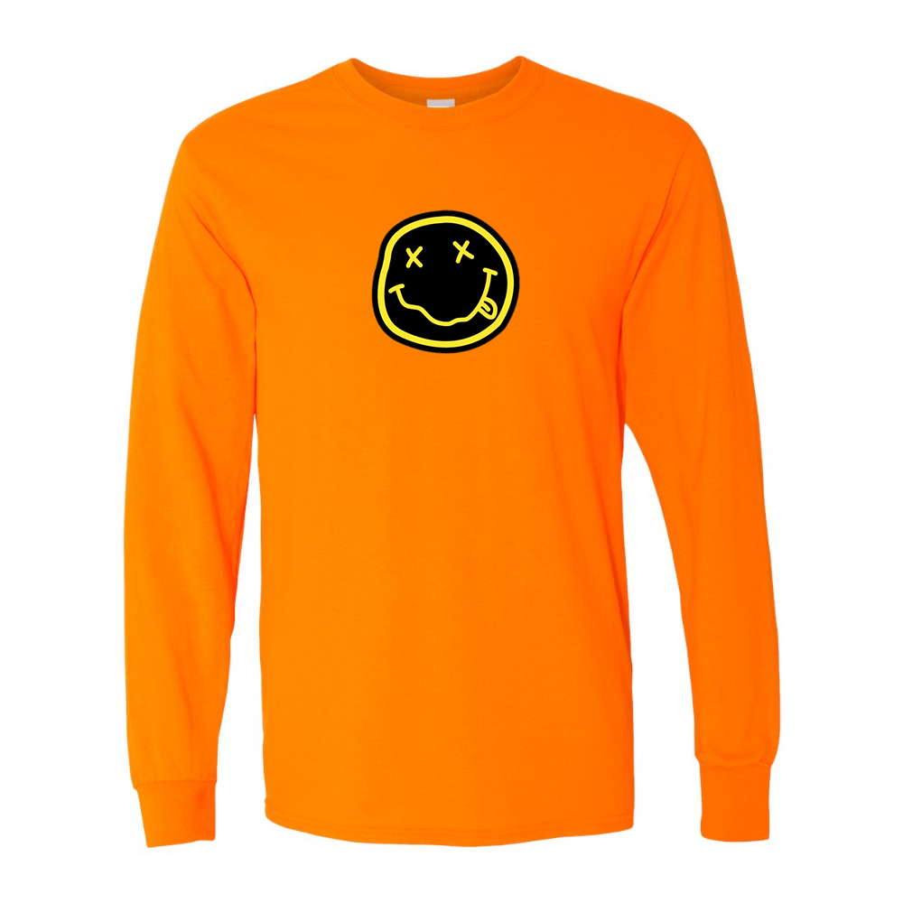 Men's Nirvana Yellow and Black Face Gildan Heavy Cotton Long Sleeve T-Shirt