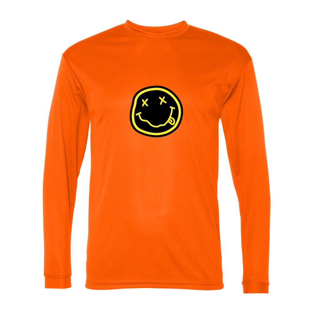Men's Nirvana Yellow and Black Face Performance Long Sleeve T-Shirt