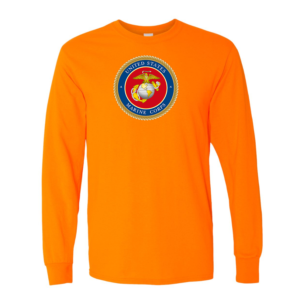 Men's  USMC Emblem  Gildan Heavy Cotton Long Sleeve T-Shirt