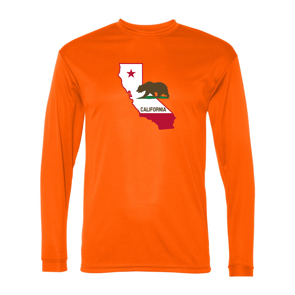 Men's  California Bear Map Performance Long Sleeve T-Shirt