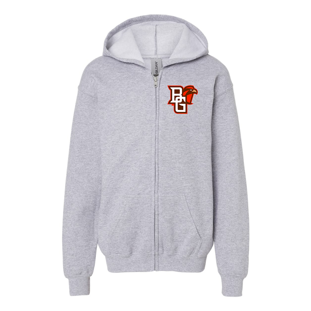 Youth Bowling Green Falcons Gildan Heavy Blend Full Zip Hooded Sweatshirt