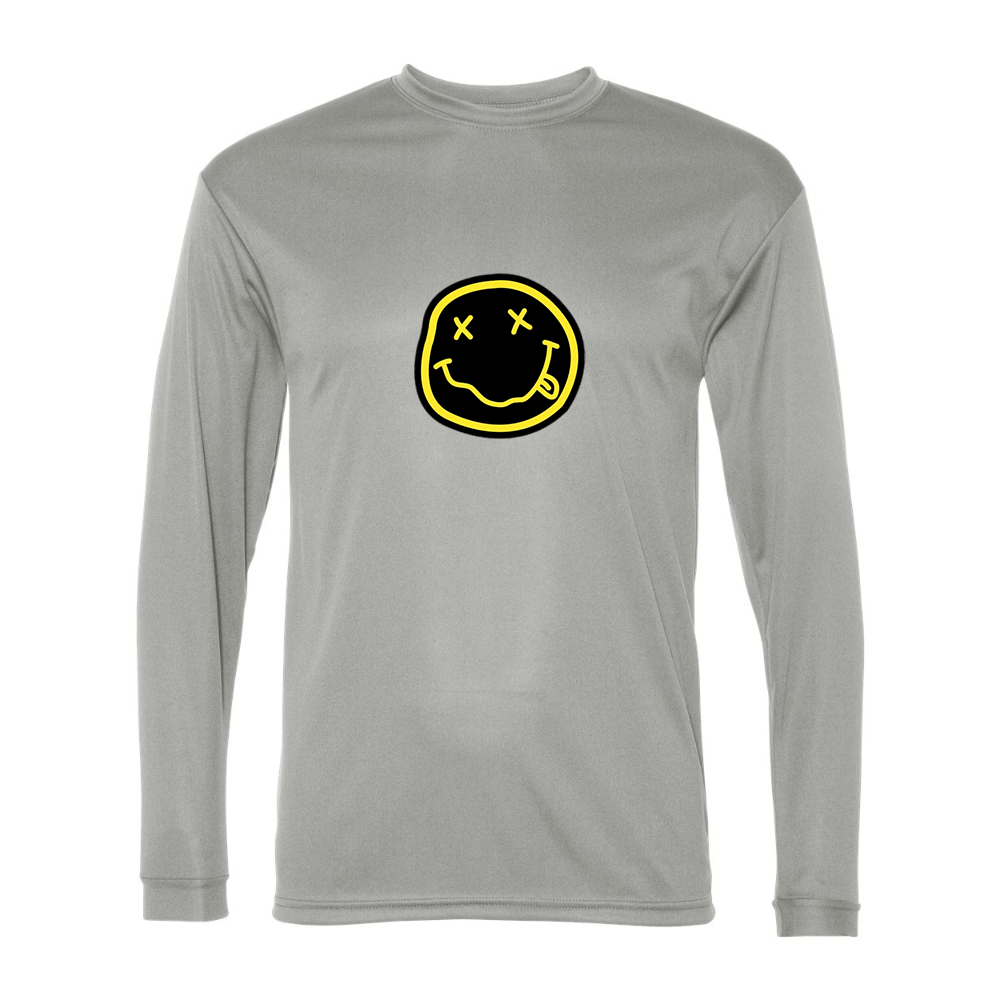 Men's Nirvana Yellow and Black Face Performance Long Sleeve T-Shirt