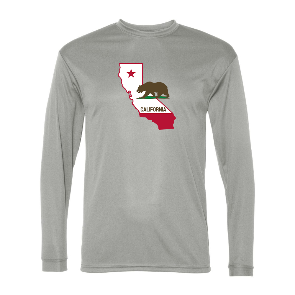 Men's  California Bear Map Performance Long Sleeve T-Shirt