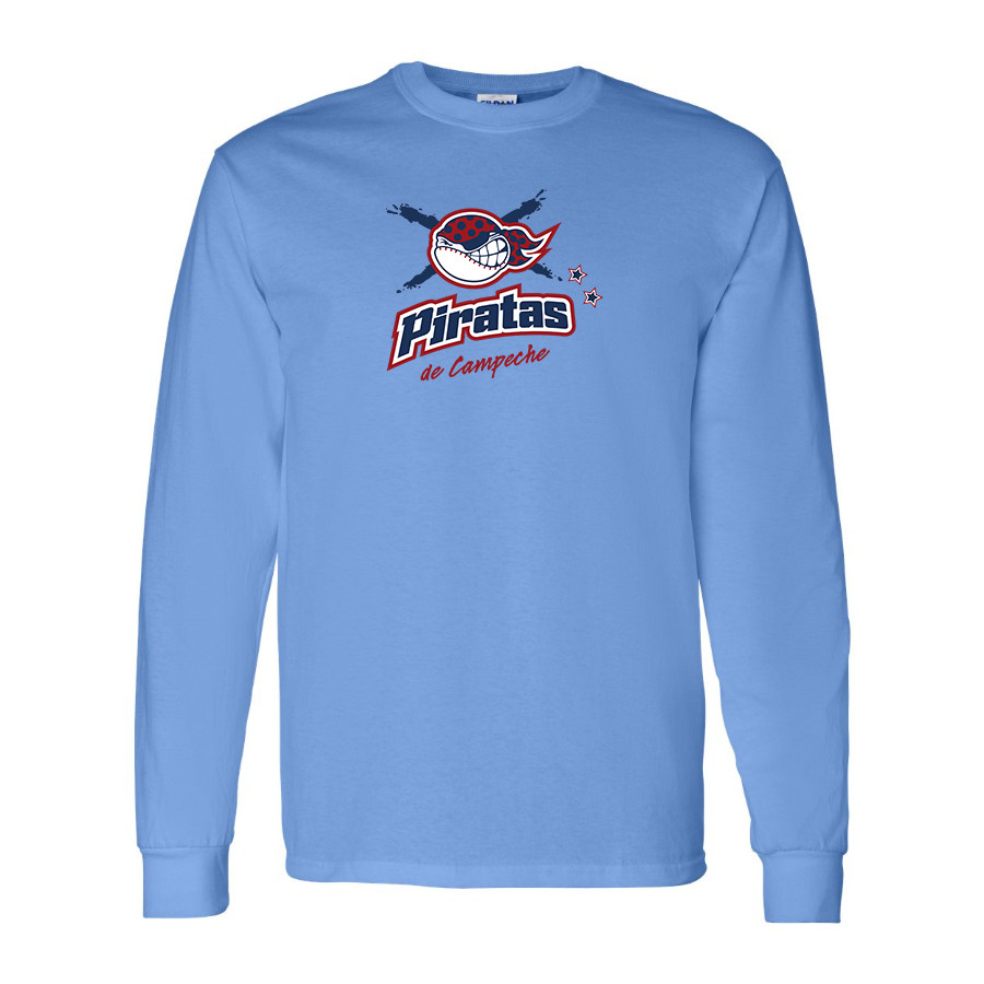 Men's Campeche Piratas Logo Cotton Long Sleeve T-Shirt