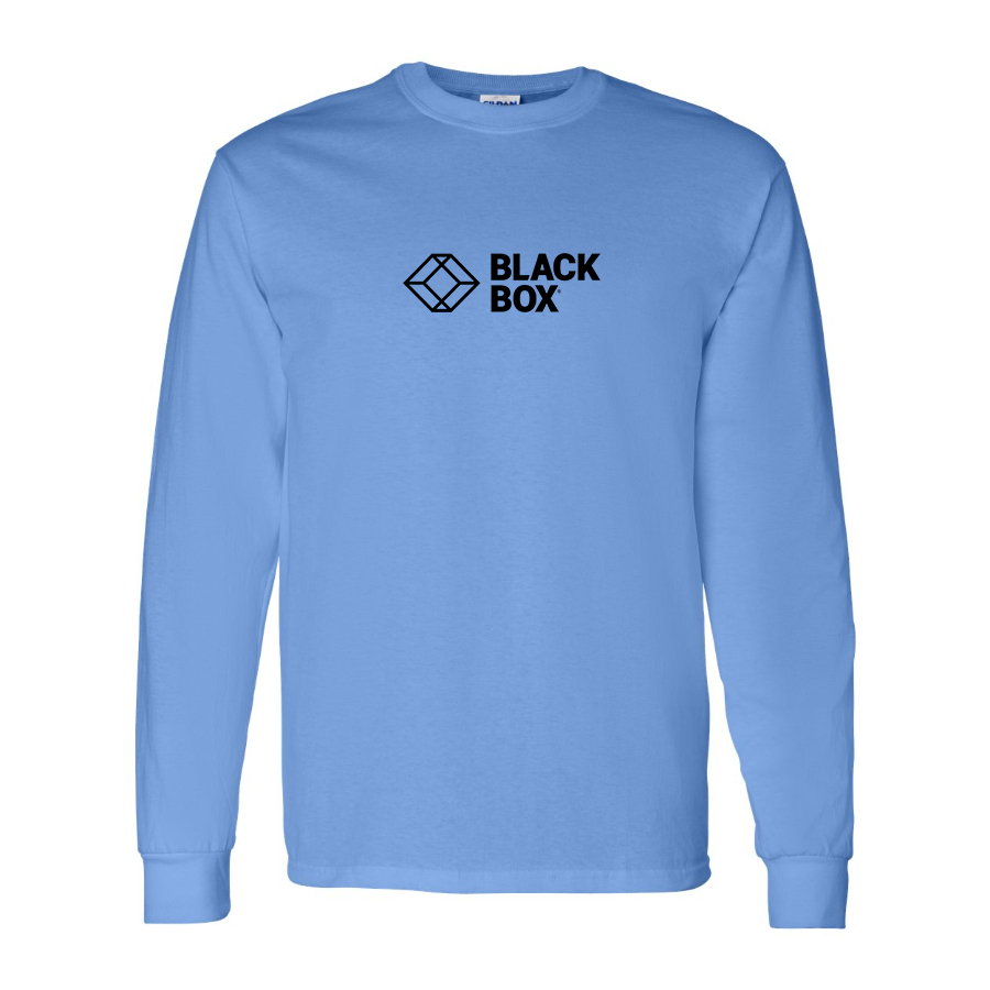 Men's Black Box Logo Cotton Long Sleeve T-Shirt