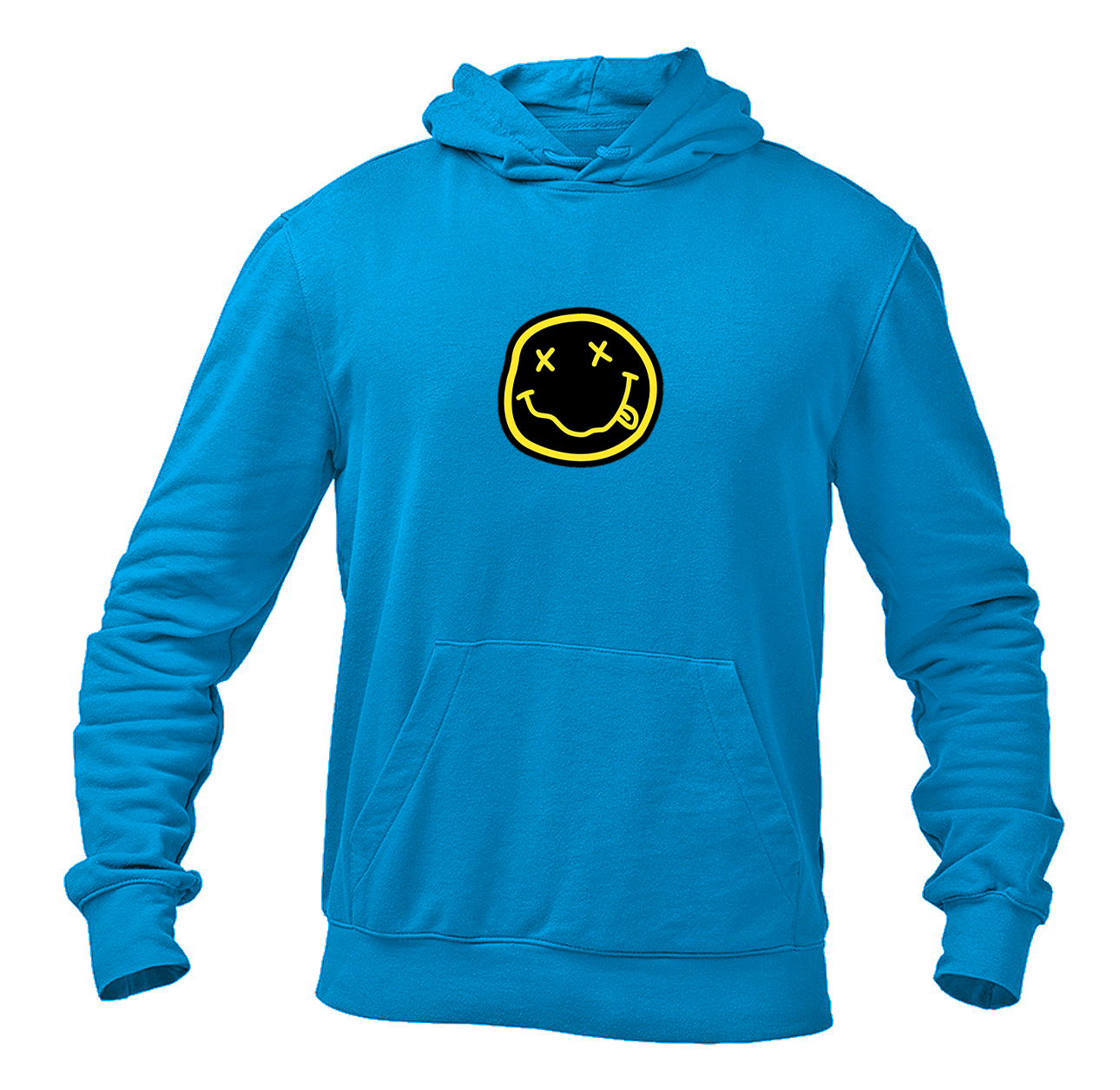 Men's Nirvana Yellow and Black Face Heavy Blend Hooded Sweatshirt