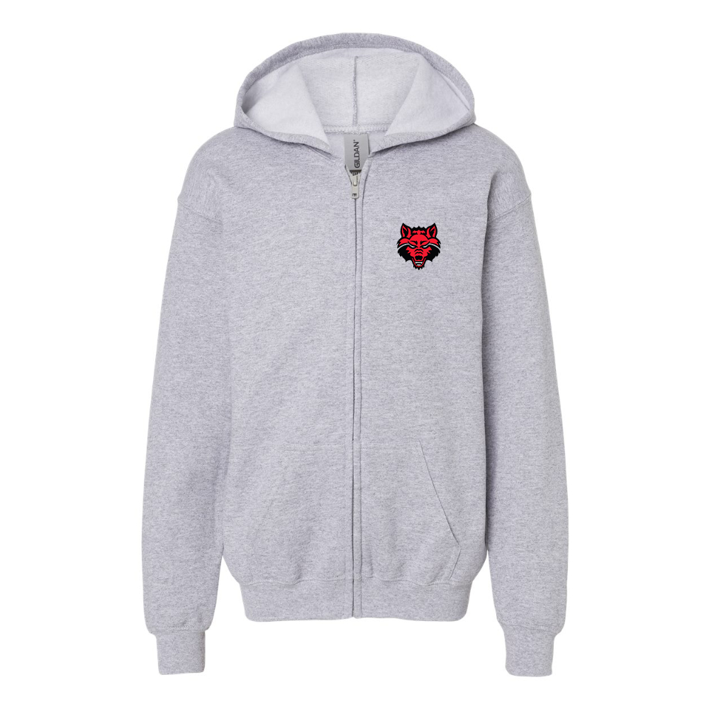 Youth  Arkansas State Red Wolves Gildan Heavy Blend Full Zip Hooded Sweatshirt