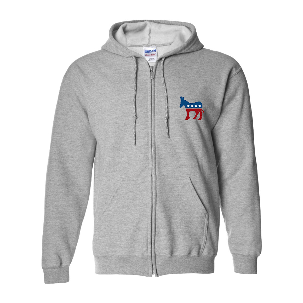 Men's Democrat Election Symbol Gildan  Heavy Blend Full Zip Hooded Sweatshirt
