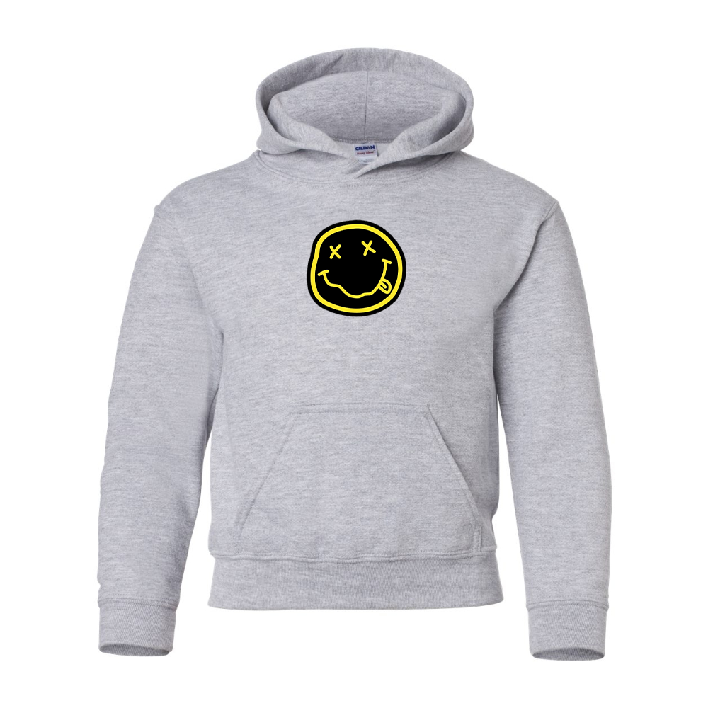 Youth Nirvana Yellow and Black Face Gildan Heavy Blend  Hooded Sweatshirt