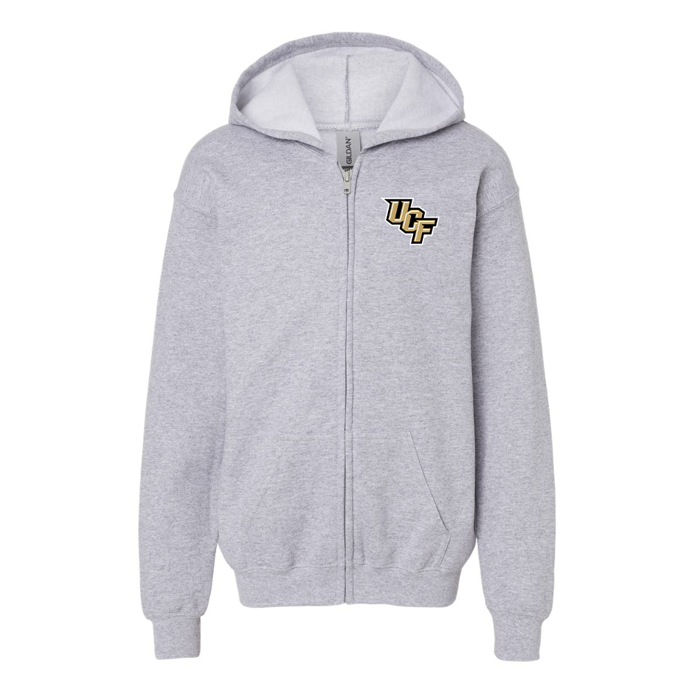 Youth Central Florida Knights  Gildan Heavy Blend Full Zip Hooded Sweatshirt
