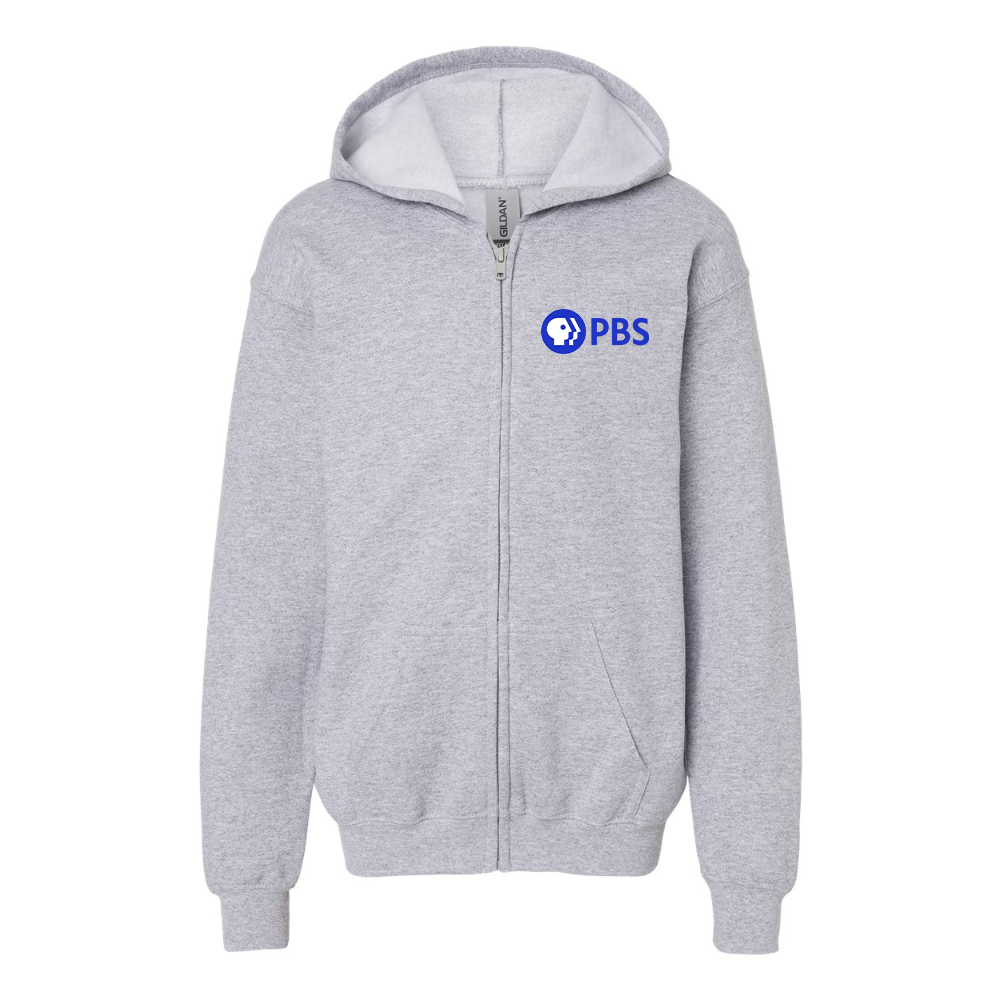 Youth PBS Blue Gildan Heavy Blend Full Zip Hooded Sweatshirt