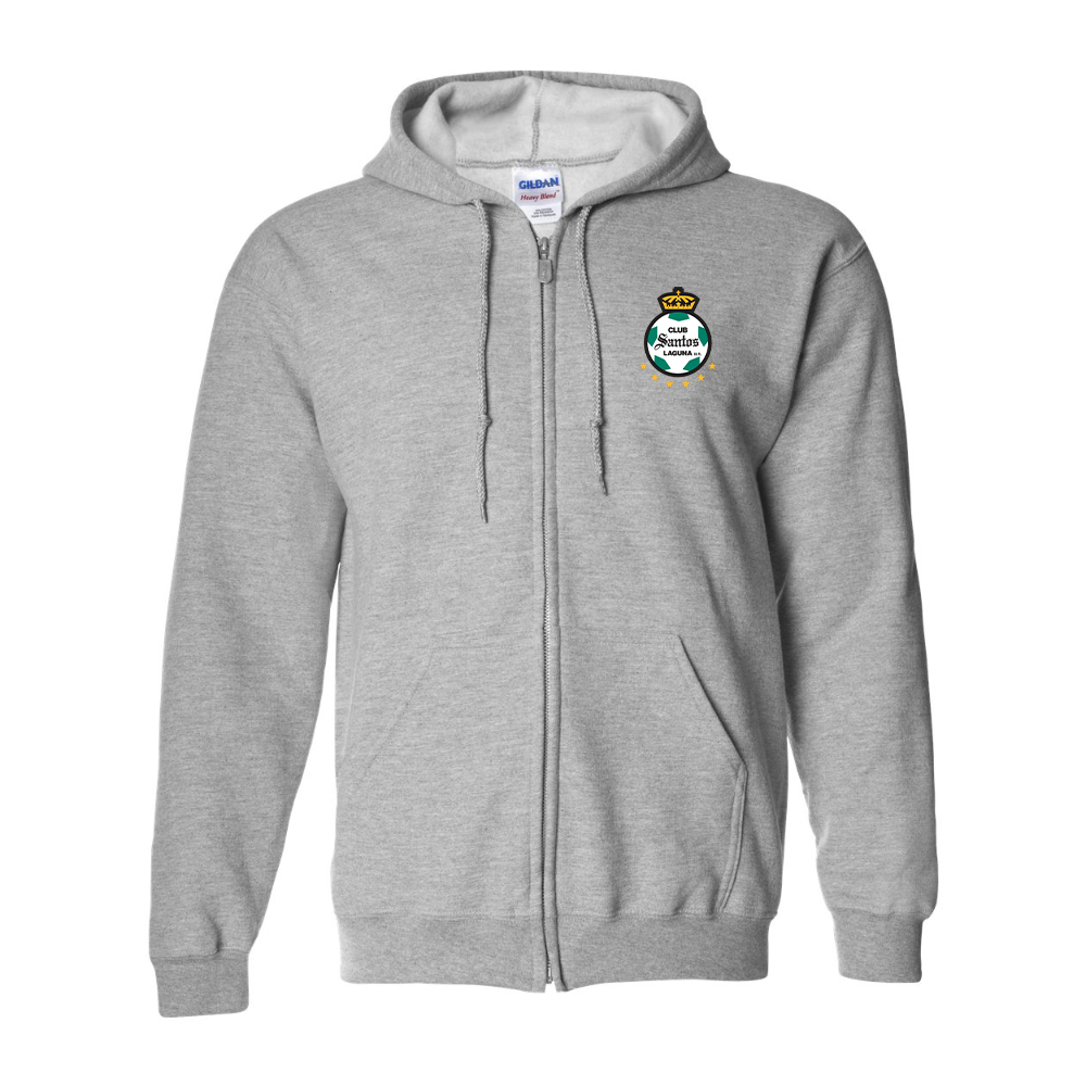 Men's Santos Laguna Soccer Gildan  Heavy Blend Full Zip Hooded Sweatshirt