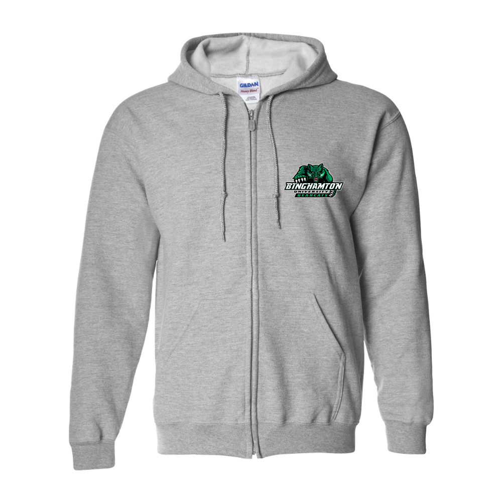 Men's Binghamton Bearcats Gildan  Heavy Blend Full Zip Hooded Sweatshirt