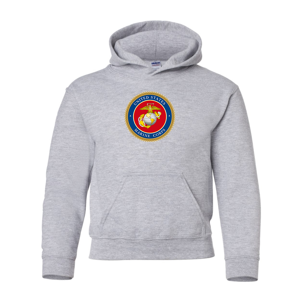Youth  USMC Emblem Gildan Heavy Blend  Hooded Sweatshirt