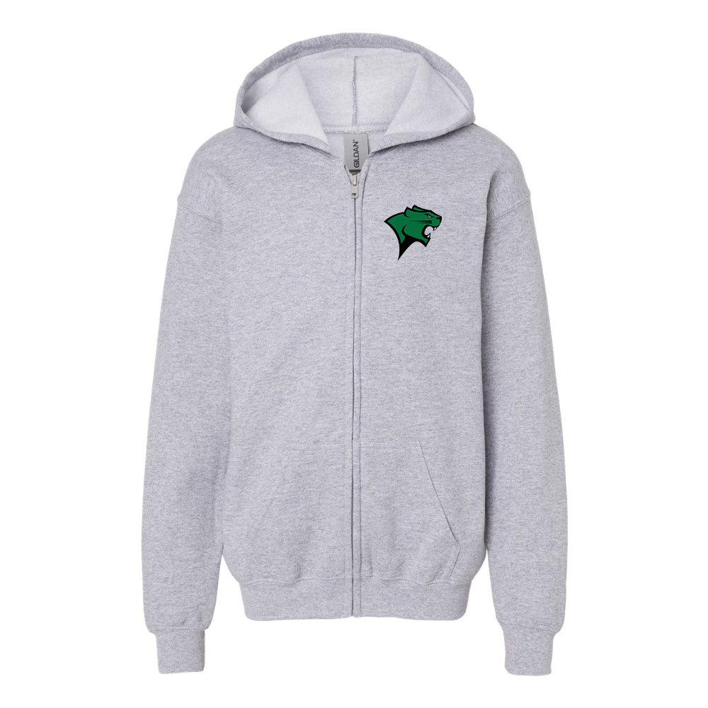 Youth Chicago State Cougars  Gildan Heavy Blend Full Zip Hooded Sweatshirt