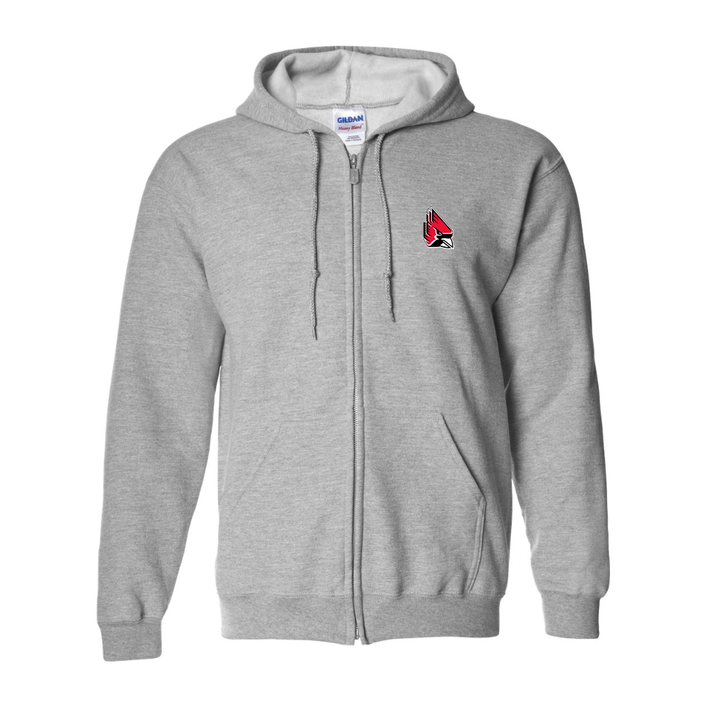 Men's  Ball State Cardinals Gildan  Heavy Blend Full Zip Hooded Sweatshirt