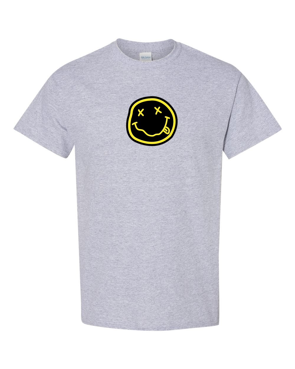 Men's Nirvana Yellow and Black Face Gildan Heavy Cotton T-Shirt