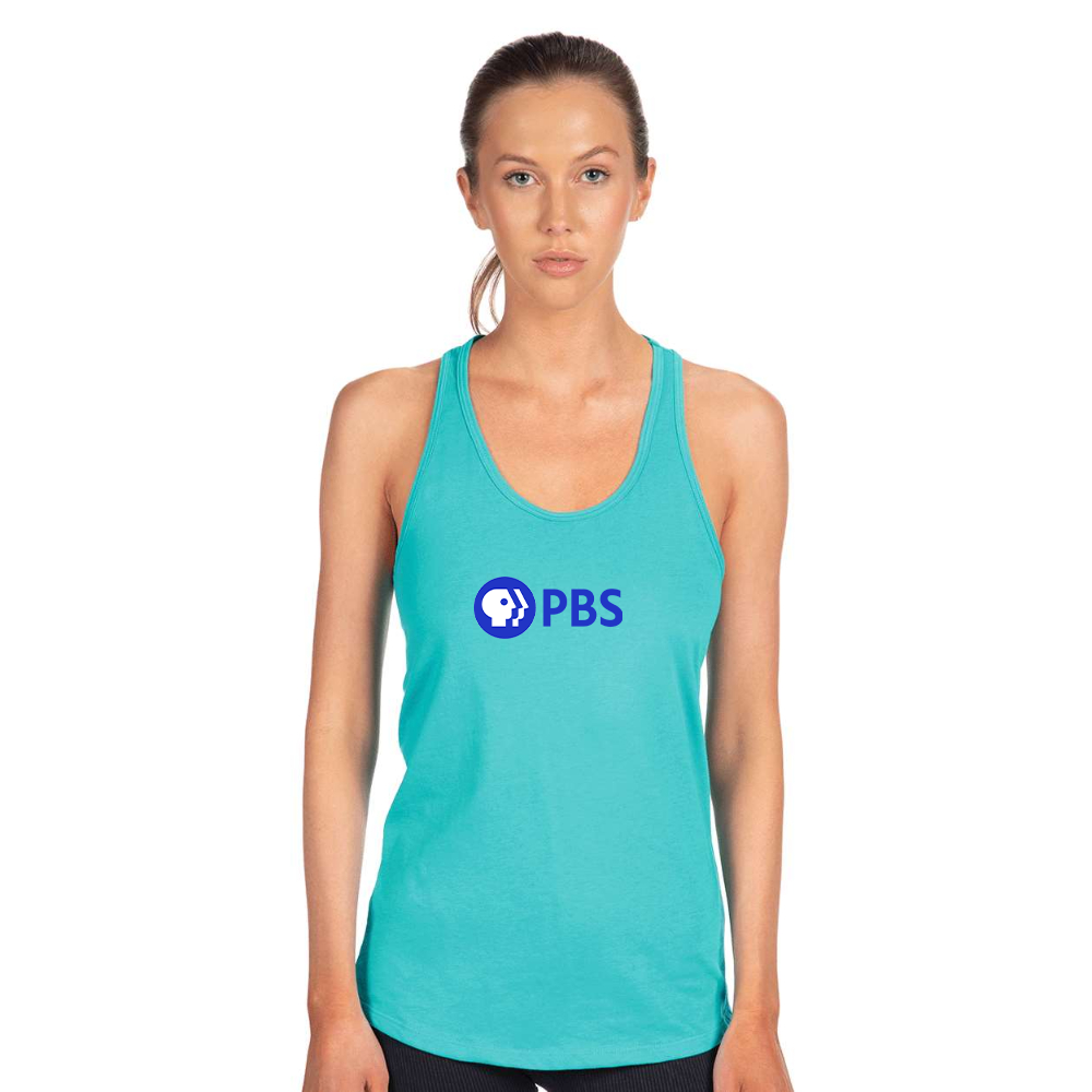 Women's PBS Blue  Next Level Ideal Racerback Tank