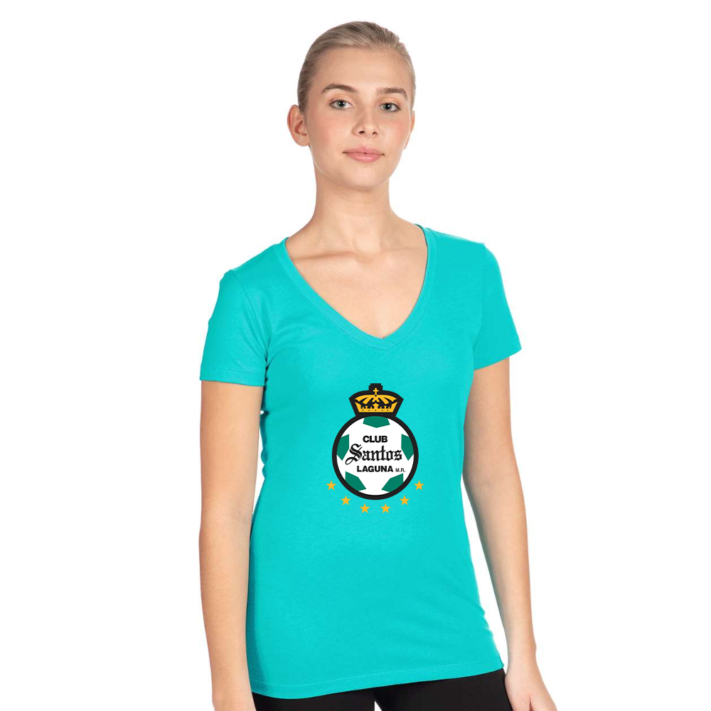 Women's Santos Laguna Soccer  Next Level V-Neck T-Shirt