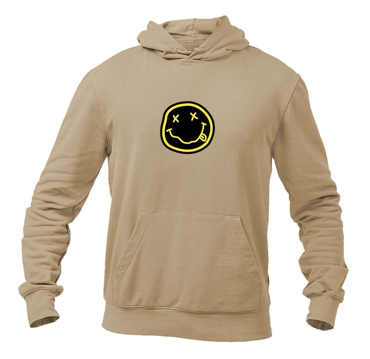 Men's Nirvana Yellow and Black Face Heavy Blend Hooded Sweatshirt