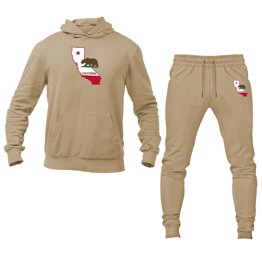 Men's  California Bear Map  Hoodie Joggers Set