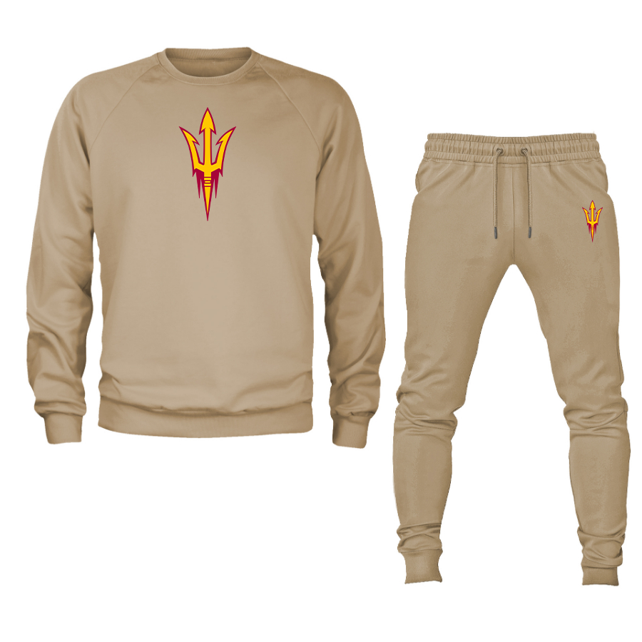 Men's  Arizona State Sun Devils Crewneck Sweatshirt Joggers Suit