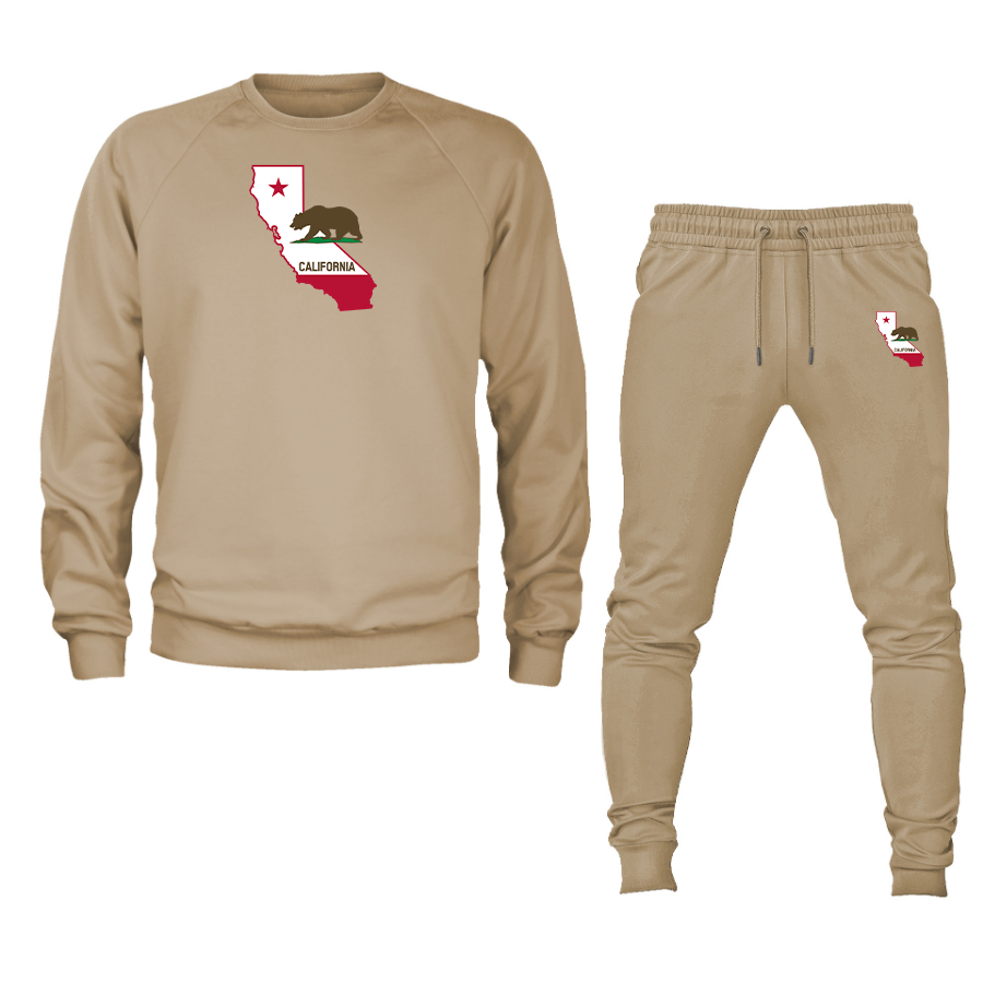 Men's California Bear Map  Crewneck Sweatshirt Joggers Suit