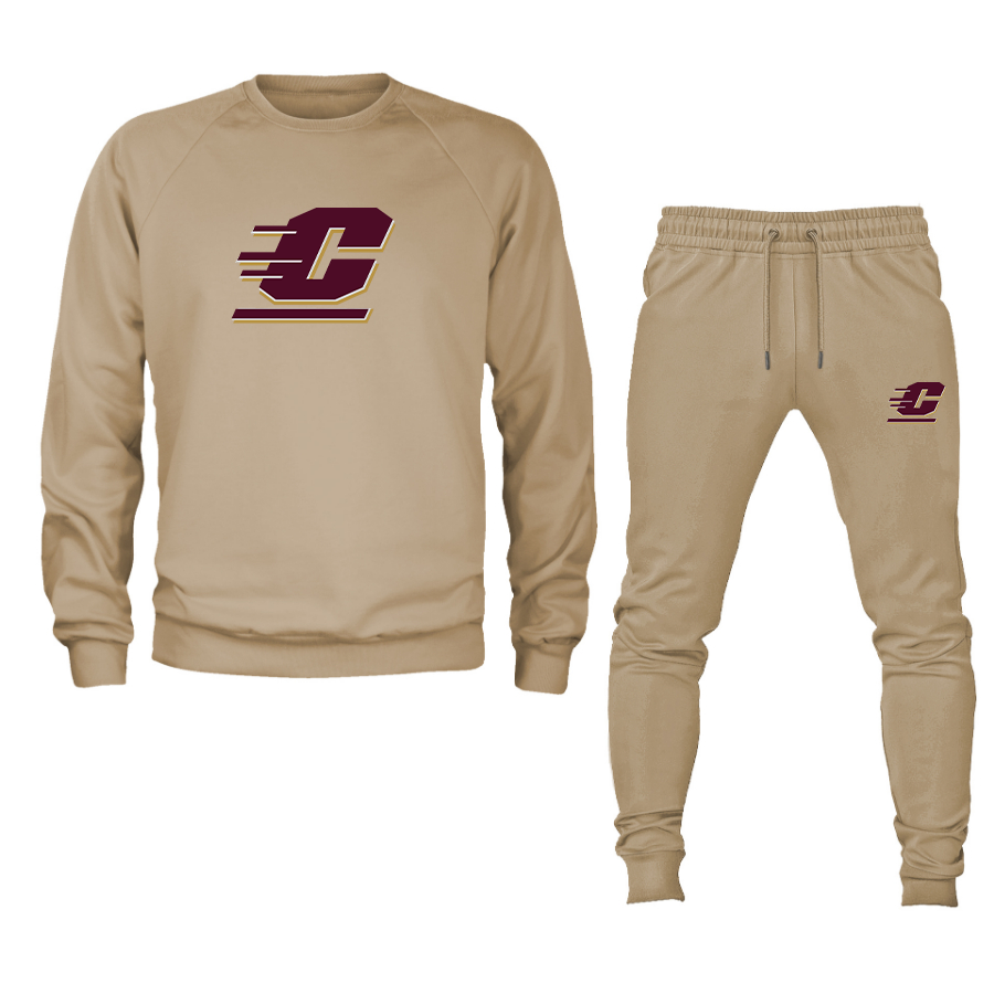 Men's Central Michigan Chippewas Crewneck Sweatshirt Joggers Suit