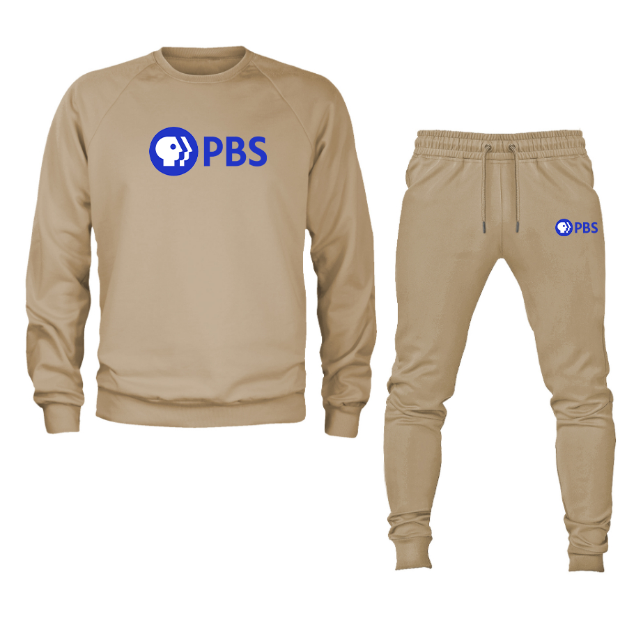 Men's  PBS Blue Crewneck Sweatshirt Joggers Suit