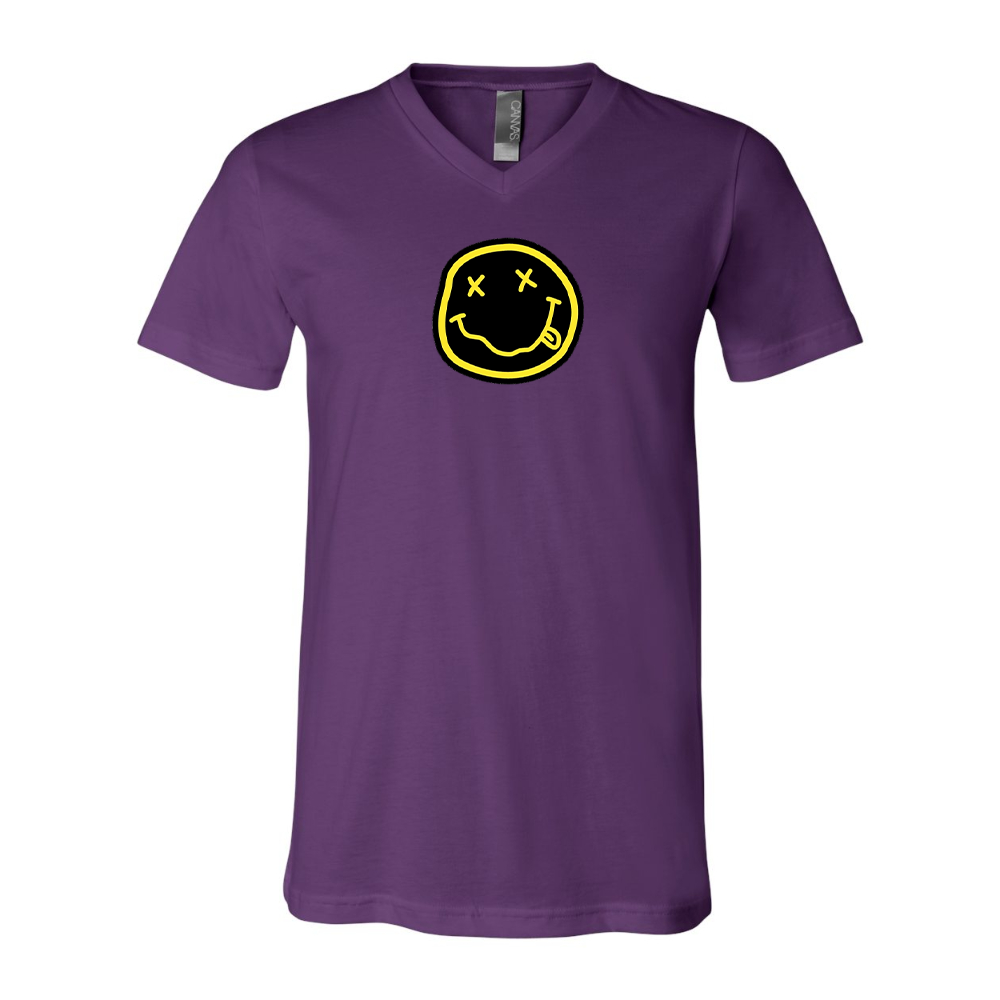 Nirvana Yellow and Black Face BELLA  CANVAS - Jersey V-Neck T-Shirt