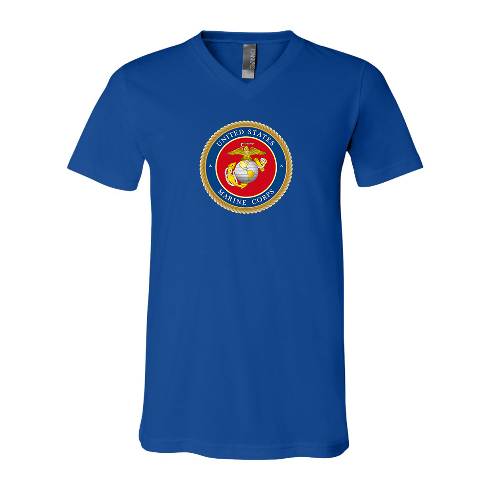USMC Emblem BELLA  CANVAS - Jersey V-Neck T-Shirt