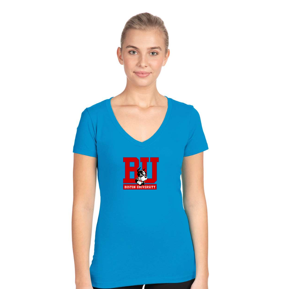 Women's Boston University Terriers Next Level V-Neck T-Shirt