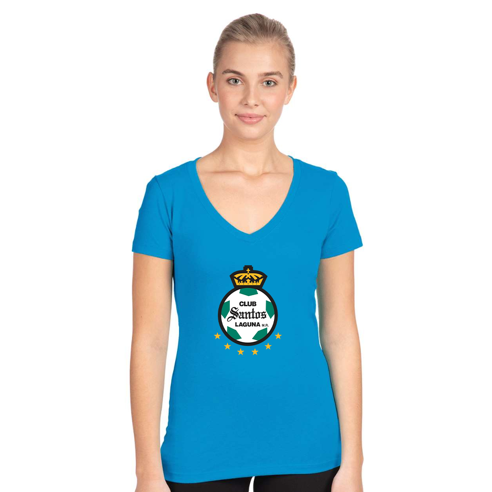 Women's Santos Laguna Soccer  Next Level V-Neck T-Shirt