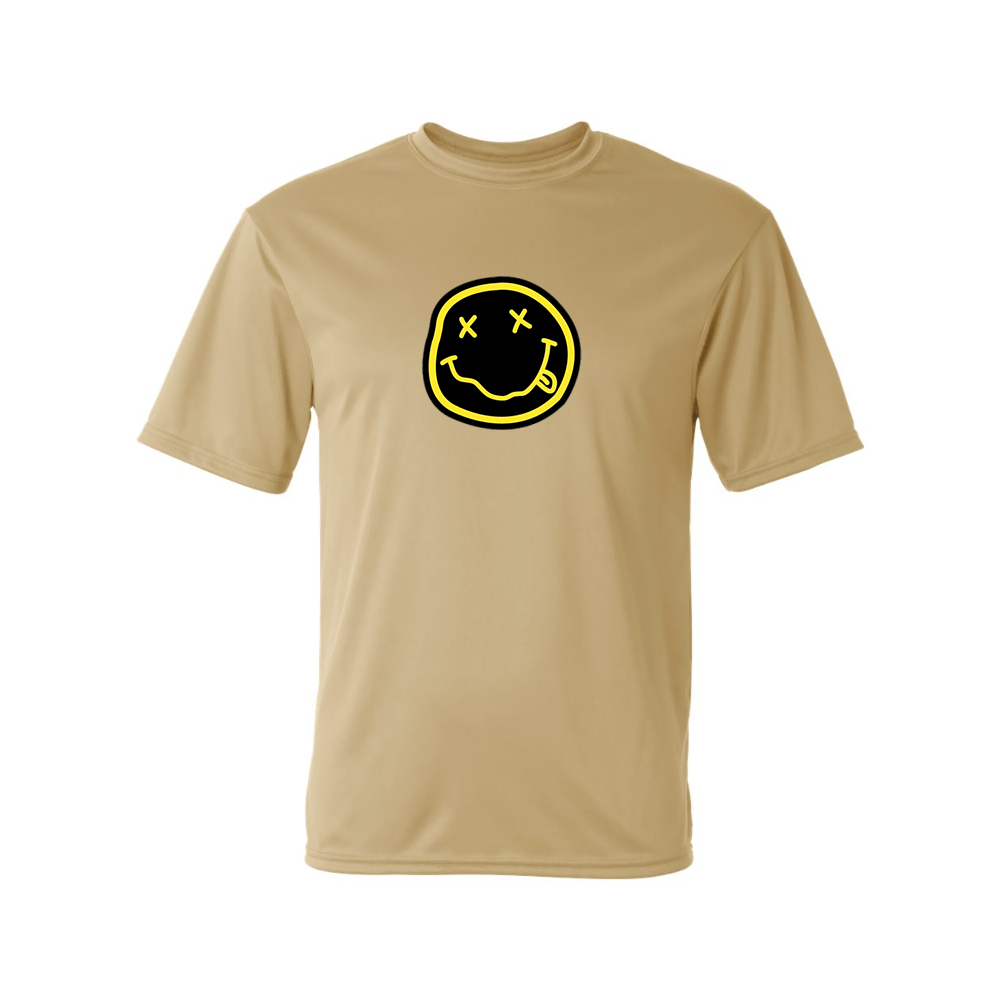 Men's Nirvana Yellow and Black Face Performance T-Shirt