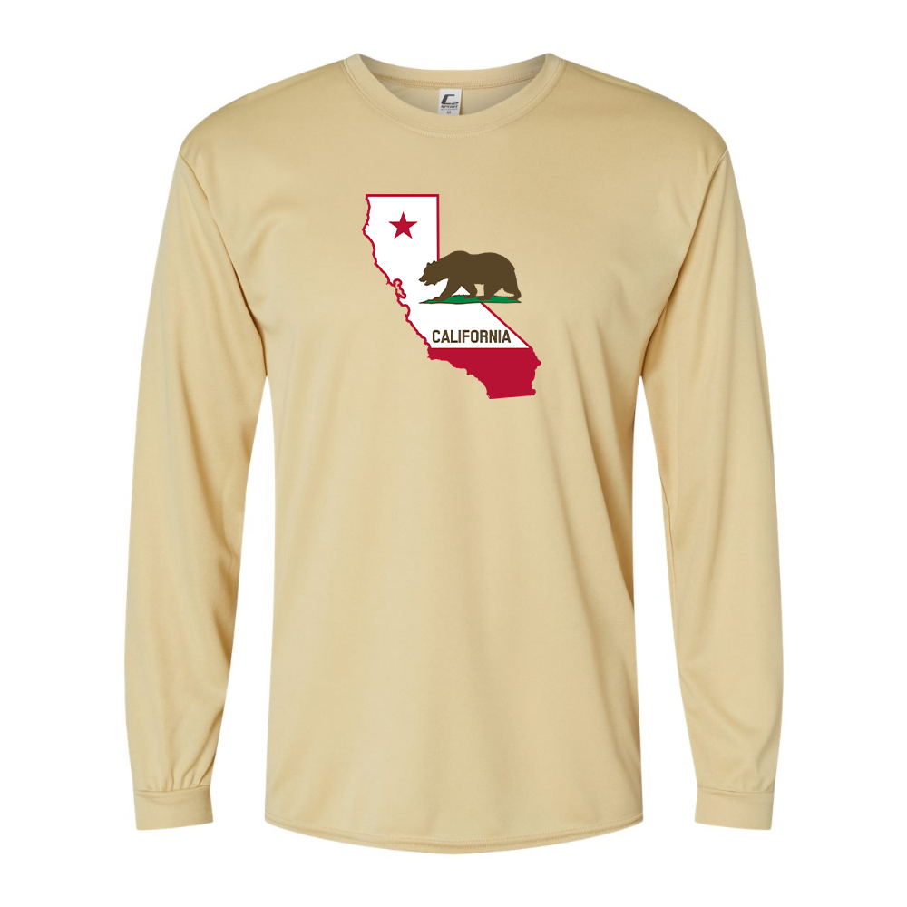 Men's  California Bear Map Performance Long Sleeve T-Shirt