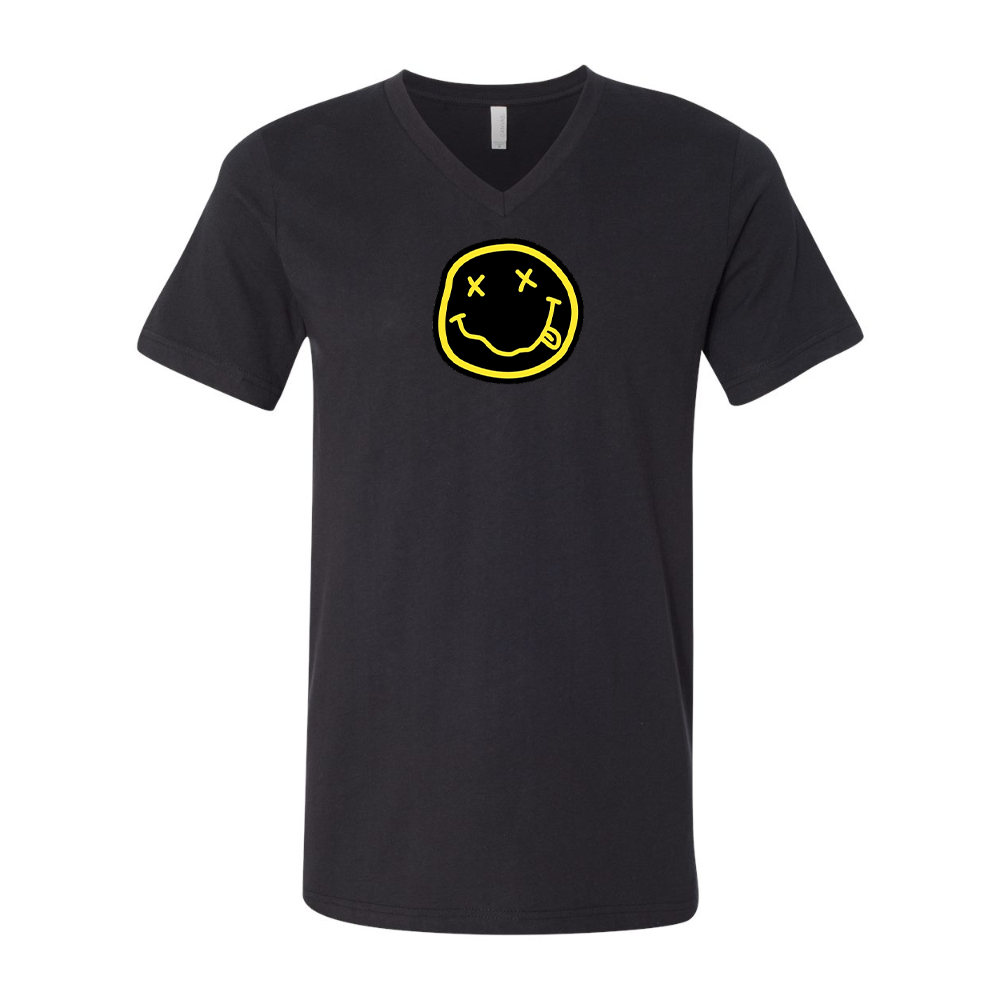 Nirvana Yellow and Black Face BELLA  CANVAS - Jersey V-Neck T-Shirt