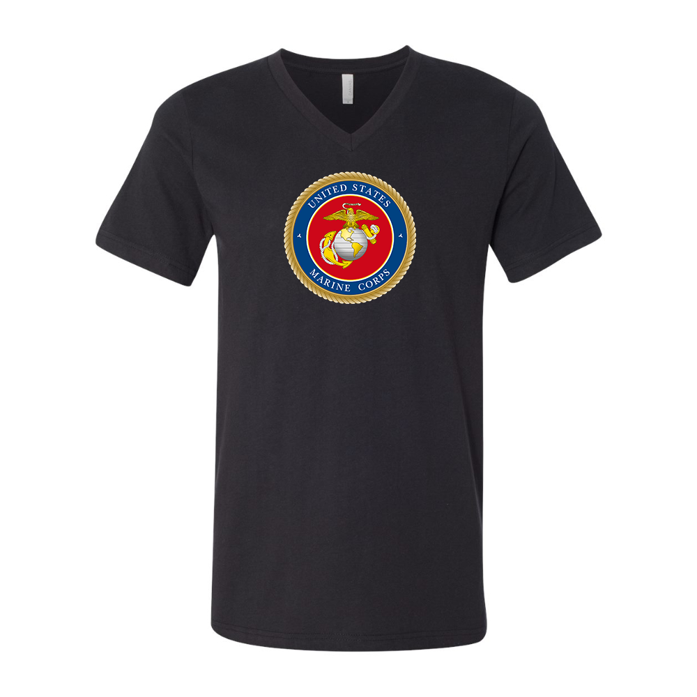 USMC Emblem BELLA  CANVAS - Jersey V-Neck T-Shirt