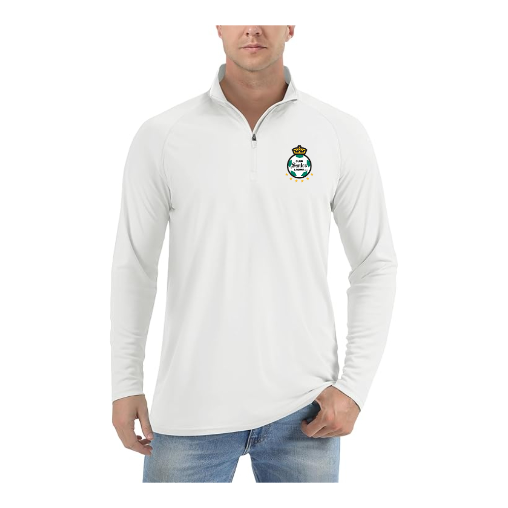 Men's Santos Laguna Soccer  Lightweight Quarter-Zip Athletic Shirt Long Sleeve Performance Wear