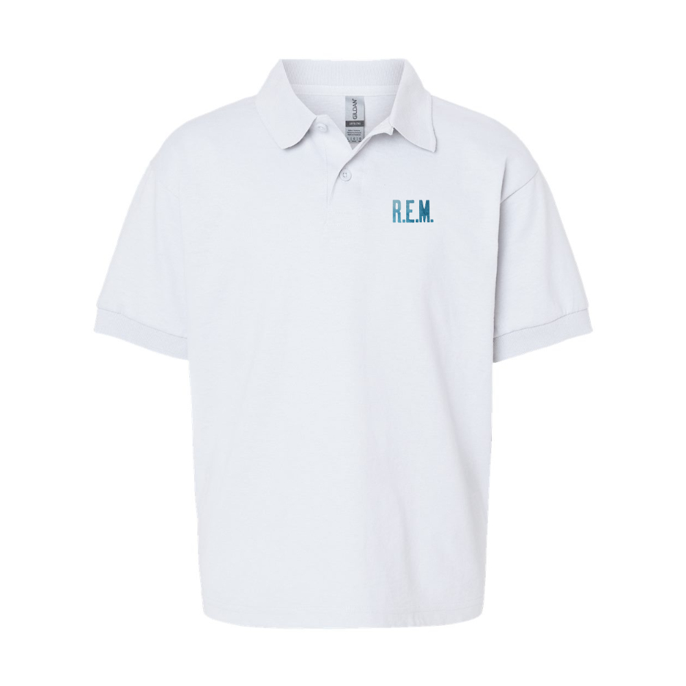 Youth R.E.M. Blue  Gildan Dry Blend Jersey Polo