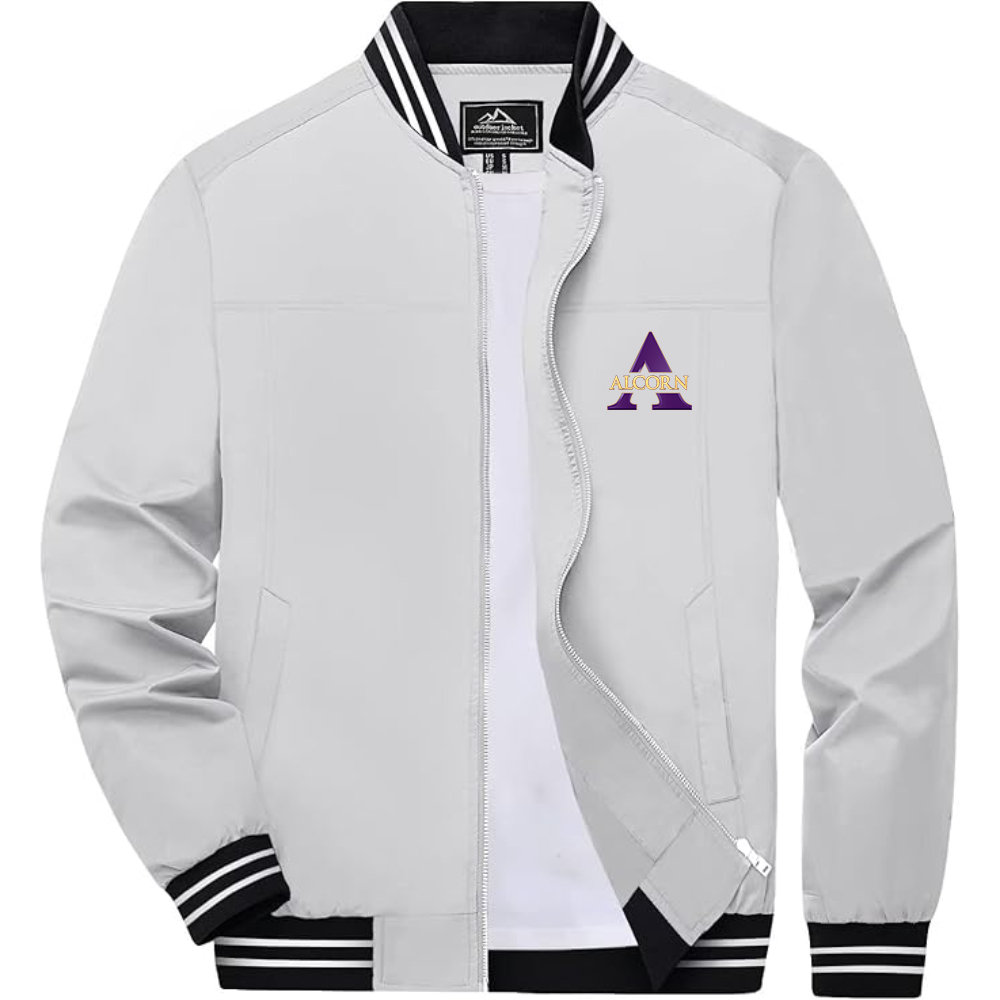 Men's Alcorn State Braves   Lightweight Zip-Up Bomber Jacket with Ribbed Collar and Cuffs Versatile Casual Outerwear
