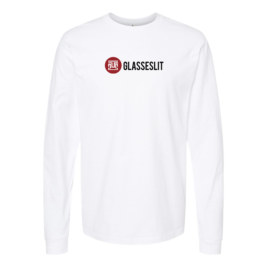 Men's Glasseslit Logo  Cotton Long Sleeve T-Shirt