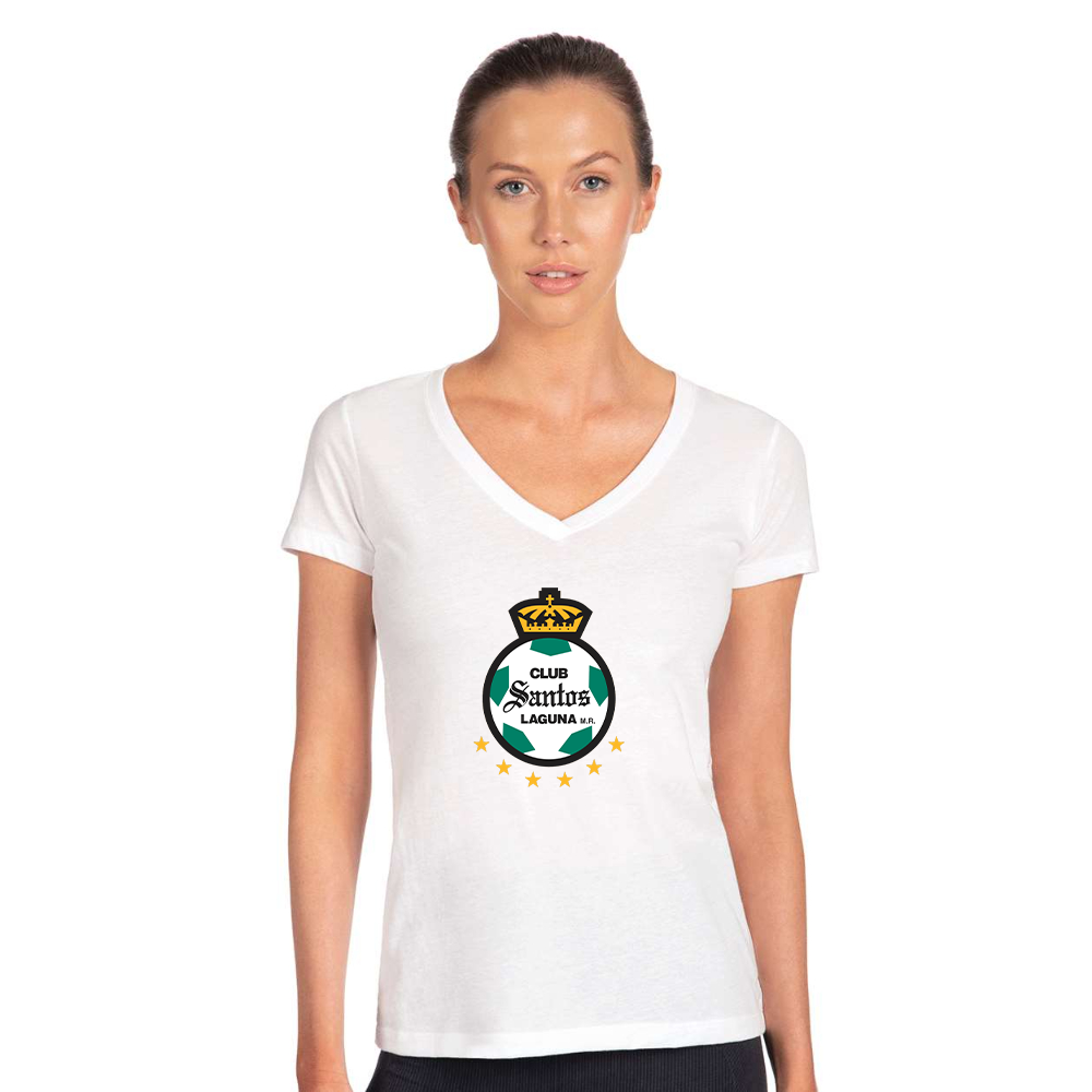 Women's Santos Laguna Soccer  Next Level V-Neck T-Shirt