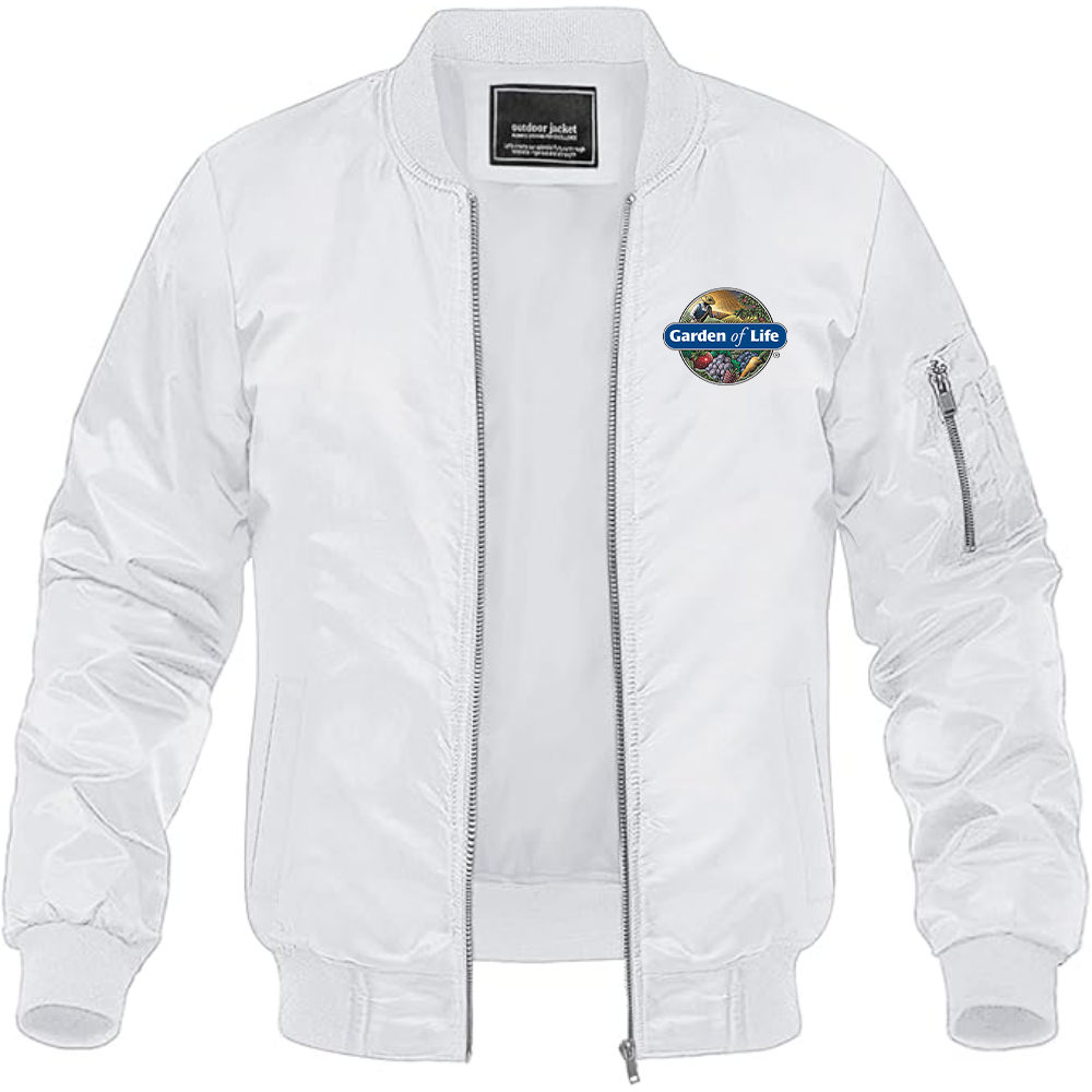 Men's Garden of Life Logo Lightweight Bomber Jacket Windbreaker Softshell Varsity Jacket Coat