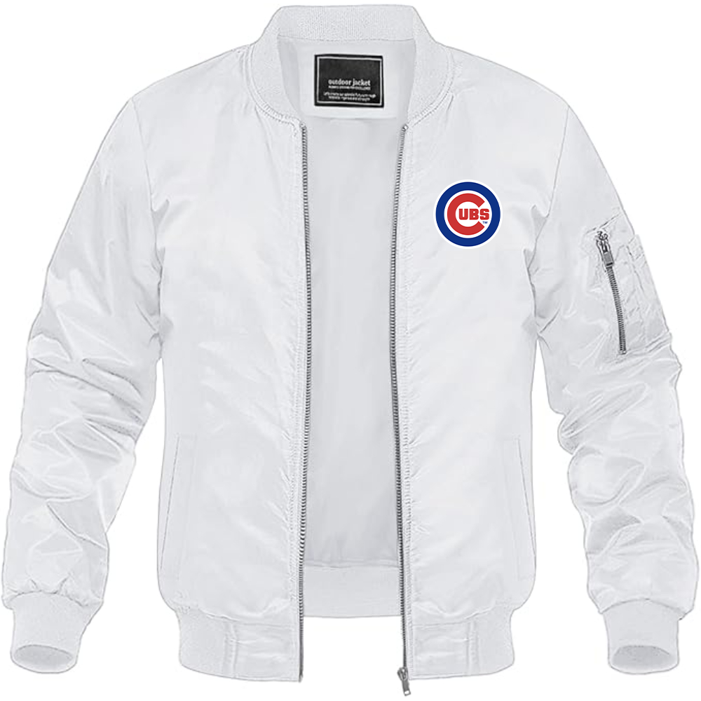 Men's Chicago Cubs Logo Lightweight Bomber Jacket Windbreaker Softshell Varsity Jacket Coat