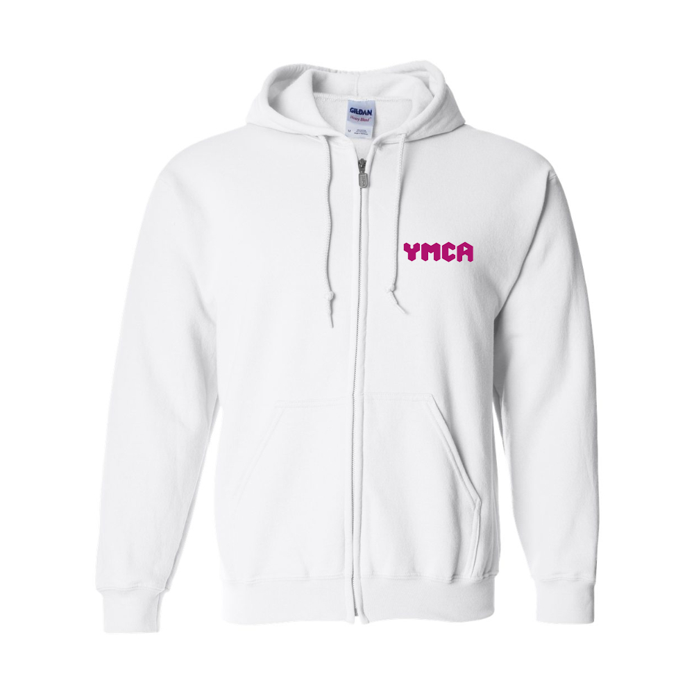 Men's YMCA Mauve Gildan  Heavy Blend Full Zip Hooded Sweatshirt