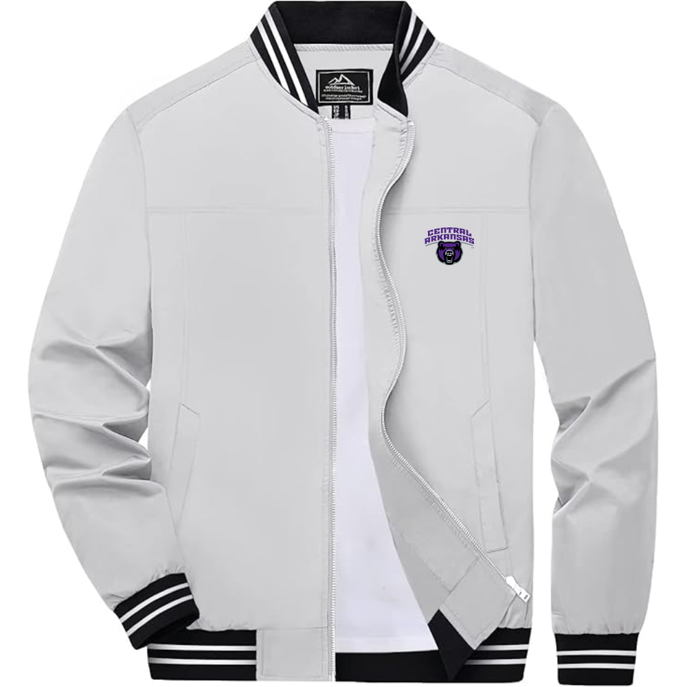 Men's Central Arkansas Bears   Lightweight Zip-Up Bomber Jacket with Ribbed Collar and Cuffs Versatile Casual Outerwear