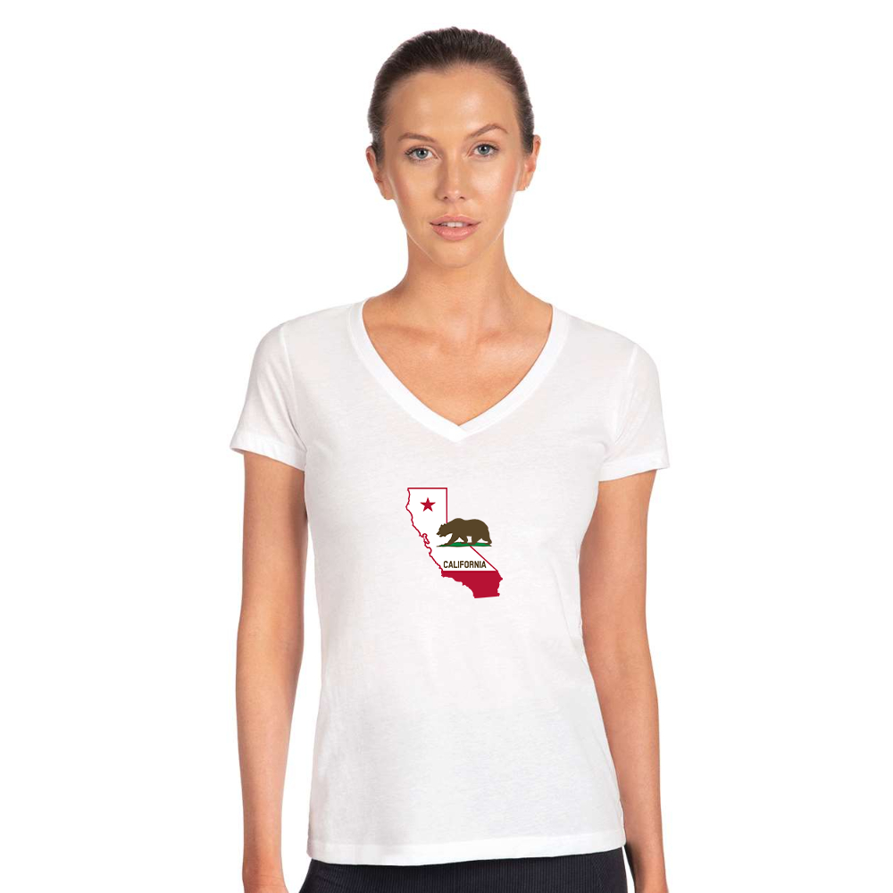 Women's California Bear Map Next Level V-Neck T-Shirt