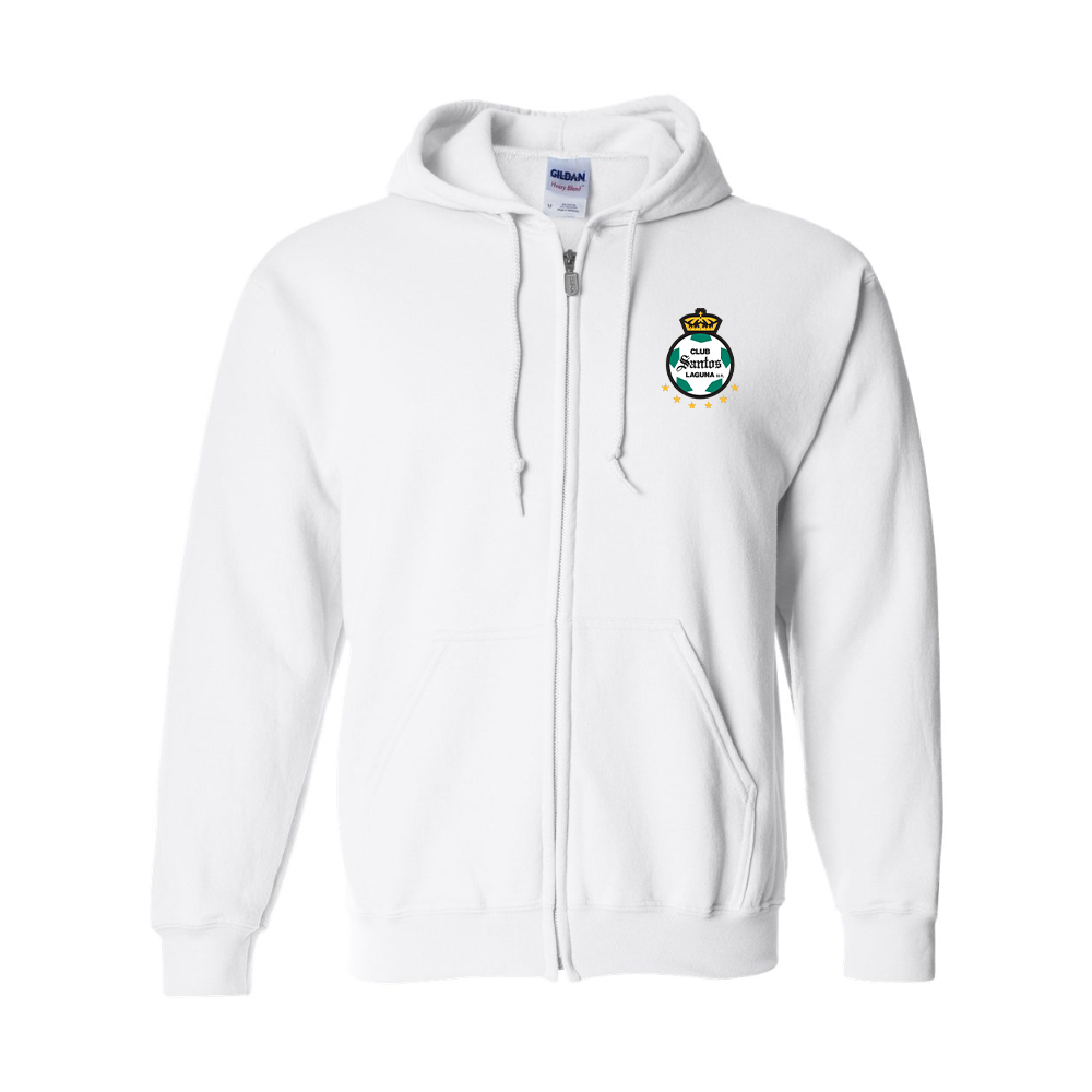 Men's Santos Laguna Soccer Gildan  Heavy Blend Full Zip Hooded Sweatshirt