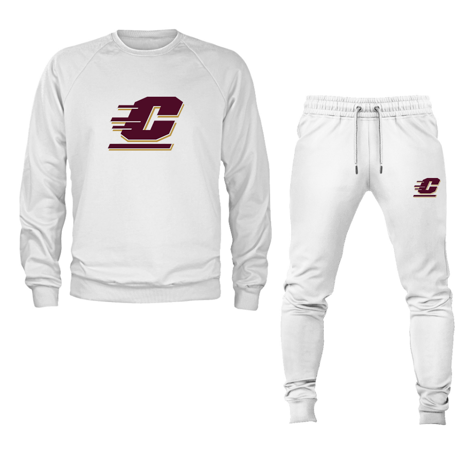 Men's Central Michigan Chippewas Crewneck Sweatshirt Joggers Suit