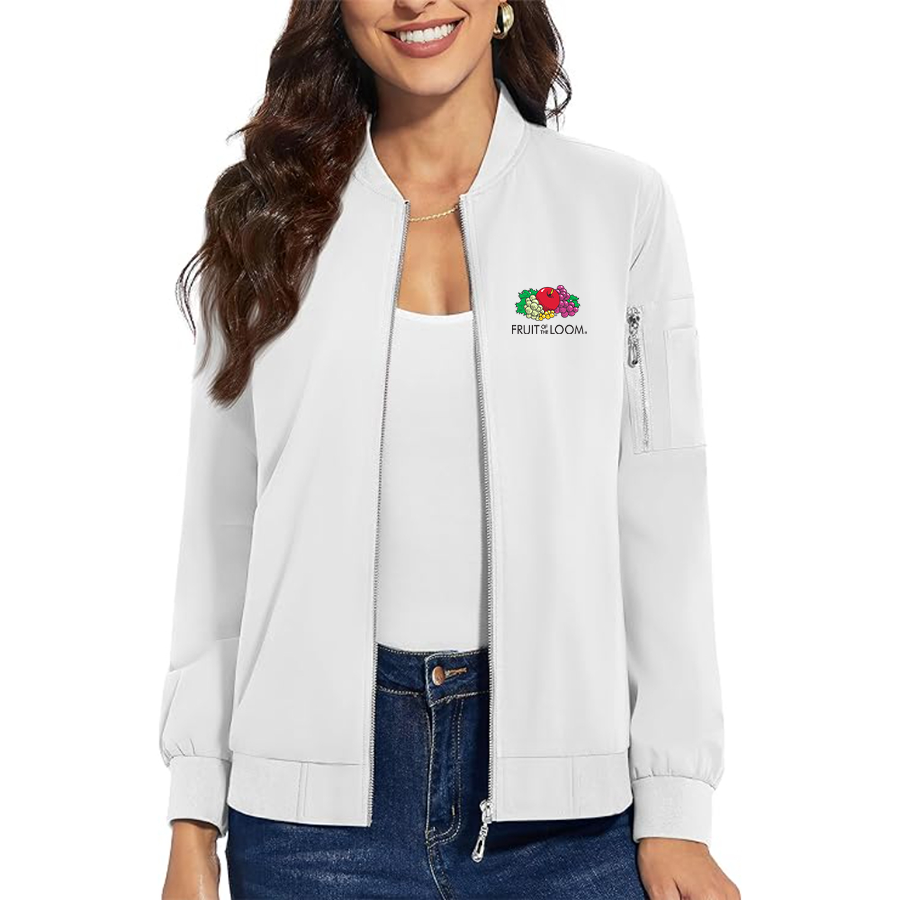 Women's Fruit Of the Loom Premium Bomber Jacket with Polished Detailing and Functional Sleeve Pocket Modern Luxury Outerwear